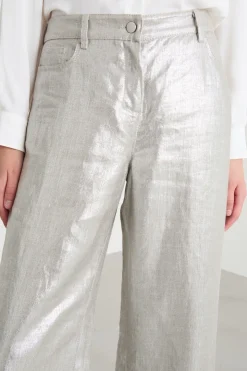 Pantalone in tela laminata - Argento