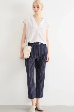Pantalone in tela natté - Blu