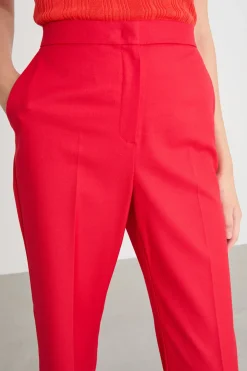 Pantalone in tessuto fluido stretch - Rosso