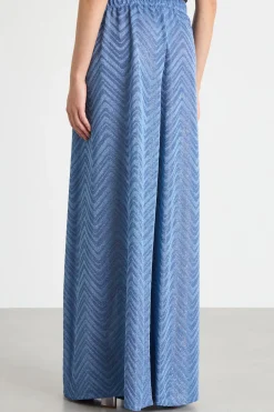 Pantalone in tessuto jacquard chevron - Azzurro