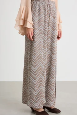 Pantalone in tessuto jacquard chevron - Marrone