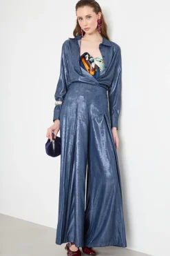 Pantalone in tessuto laminato - Blu