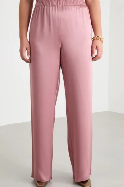 Pantalone in tessuto lucido - Rosa