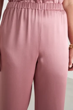 Pantalone in tessuto lucido - Rosa