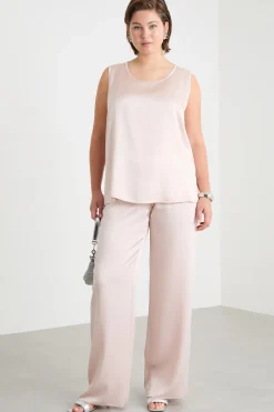 Pantalone in tessuto lucido - Rosa Chiaro