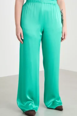 Pantalone in tessuto lucido - Verde