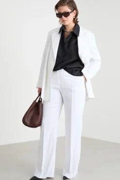 Pantalone in twill gessato - Bianco