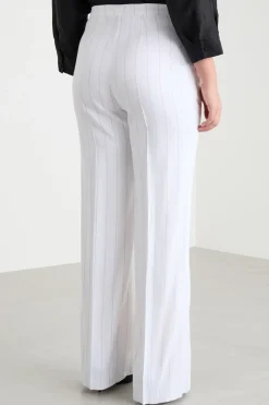 Pantalone in twill gessato - Bianco