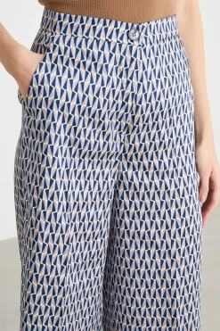 Pantalone in twill stampato - Blu Beige Azzurro