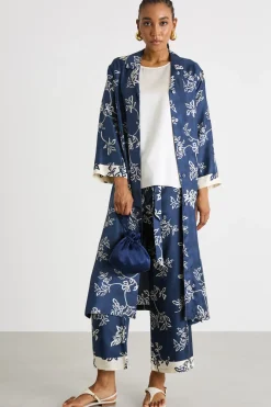 Pantalone in twill stampato - Blu Bianco