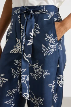 Pantalone in twill stampato - Blu Bianco
