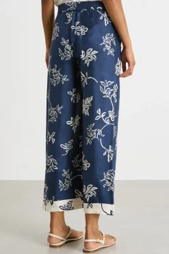 Pantalone in twill stampato - Blu Bianco