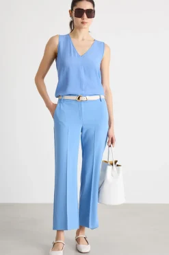 Pantalone in twill tecnico - Azzurro