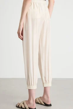 Pantalone jogger con elastico al fondo - Avorio