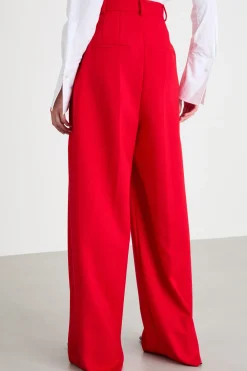 Pantalone oversize in doppia tela - Rosso