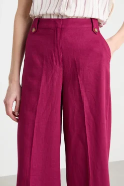 Pantalone palazzo con alamari - Bordeaux