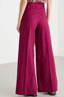 Pantalone palazzo con alamari - Bordeaux