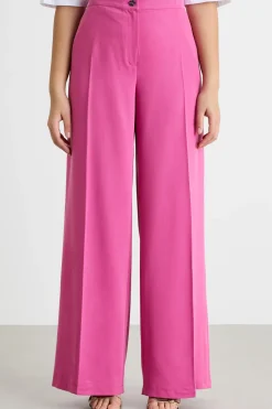 Pantalone palazzo con piega centrale - Fuxia