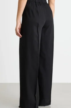 Pantalone palazzo con piega centrale - Nero