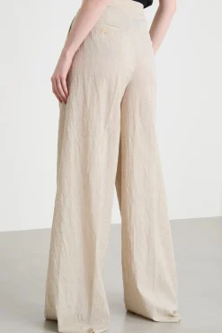 Pantalone palazzo con pieghe - Beige
