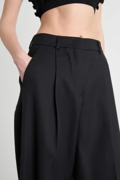 Pantalone palazzo con pinces - Nero