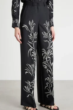 Pantalone palazzo con stampa - Nero Bianco