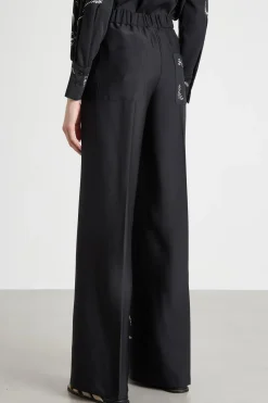 Pantalone palazzo con stampa - Nero Bianco