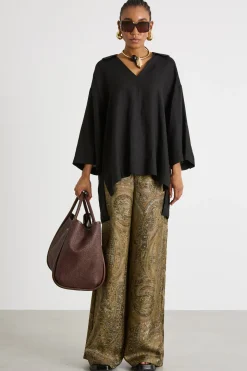 Pantalone palazzo con stampa sfumata - Verde