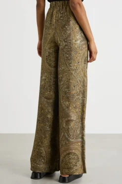 Pantalone palazzo con stampa sfumata - Verde