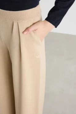 Pantalone palazzo con vita elastica - Cammello
