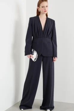 Pantalone palazzo in cady - Blu