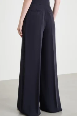 Pantalone palazzo in cady - Blu