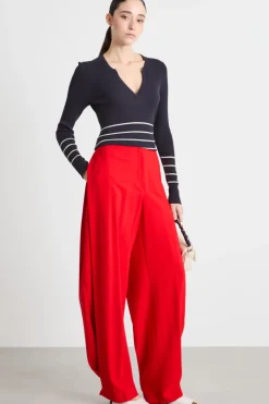 Pantalone palazzo in cady - Rosso