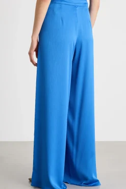 Pantalone palazzo in creponne - Azzurro
