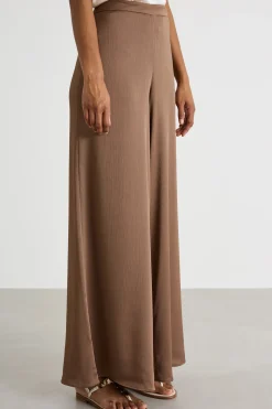 Pantalone palazzo in creponne - Marrone