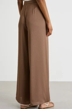Pantalone palazzo in creponne - Marrone