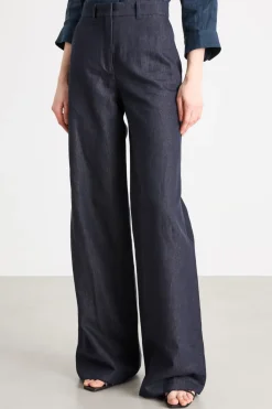 Pantalone palazzo in drill - Blu