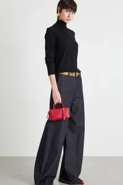 Pantalone palazzo in drill - Blu