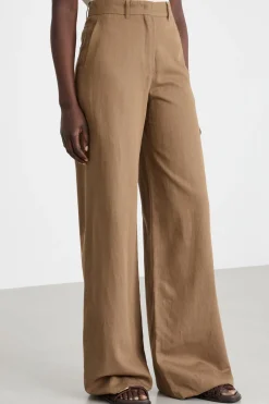 Pantalone palazzo in drill - Marrone