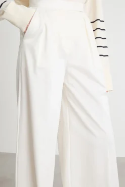 Pantalone palazzo in jacquard gessato - Bianco