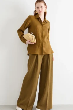 Pantalone palazzo in jersey jacquard - Verde
