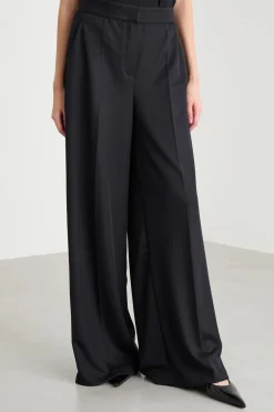 Pantalone palazzo in jersey piqué - Nero