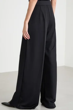 Pantalone palazzo in jersey piqué - Nero