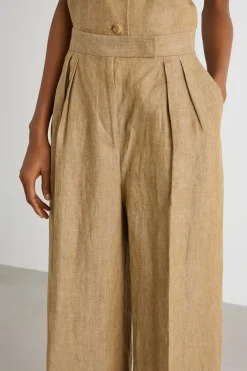 Pantalone palazzo in lino - Cammello