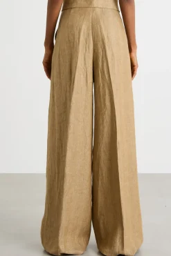 Pantalone palazzo in lino - Cammello