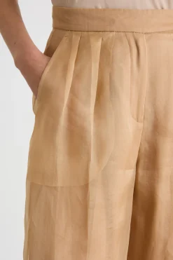 Pantalone palazzo in organza - Cammello