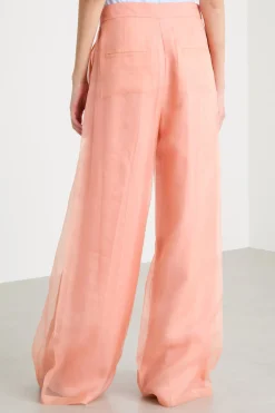 Pantalone palazzo in organza - Rosa