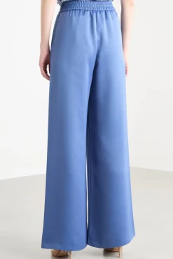 Pantalone palazzo in raso - Azzurro