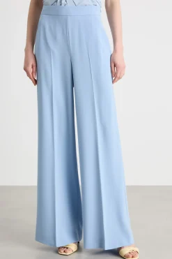Pantalone palazzo in raso opaco - Azzurro