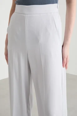 Pantalone palazzo in raso opaco - Bianco